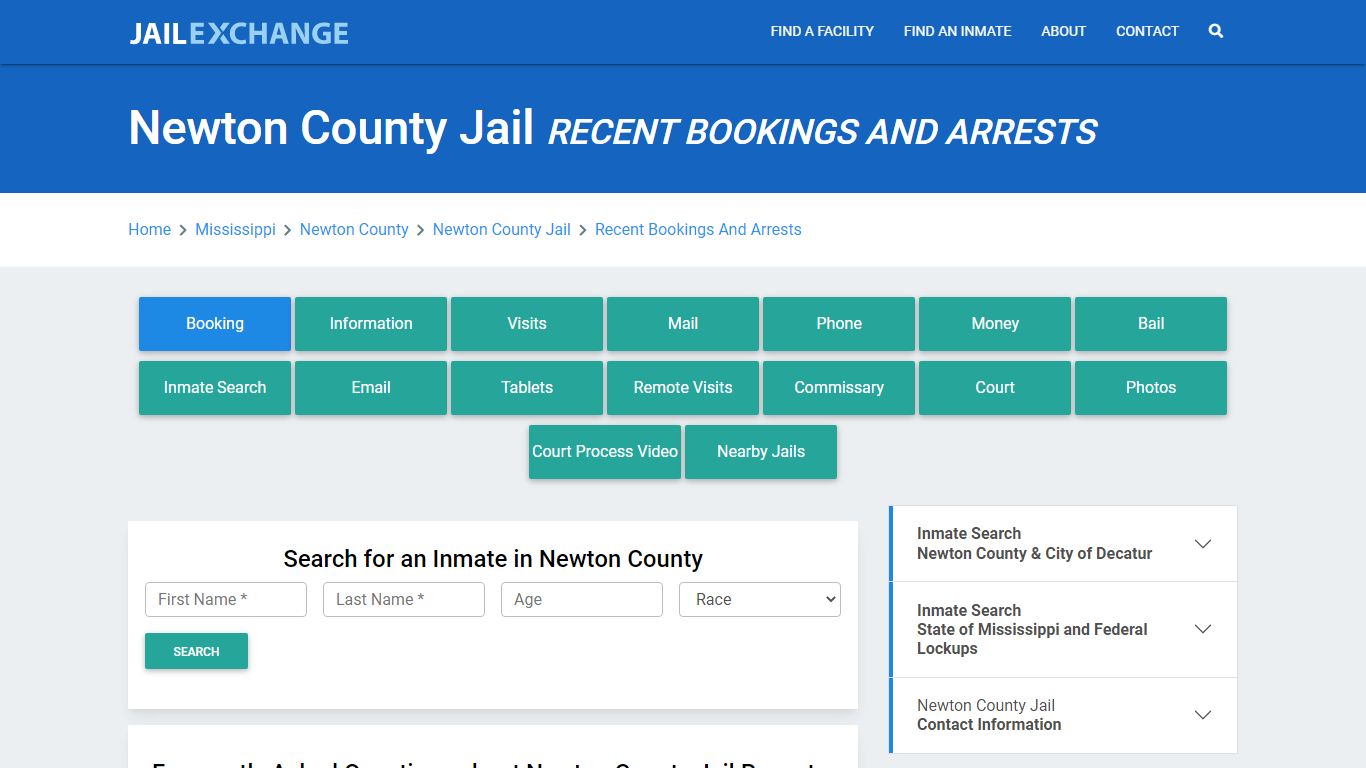 Newton County Jail MS Recent Arrests and Bookings - Jail Exchange