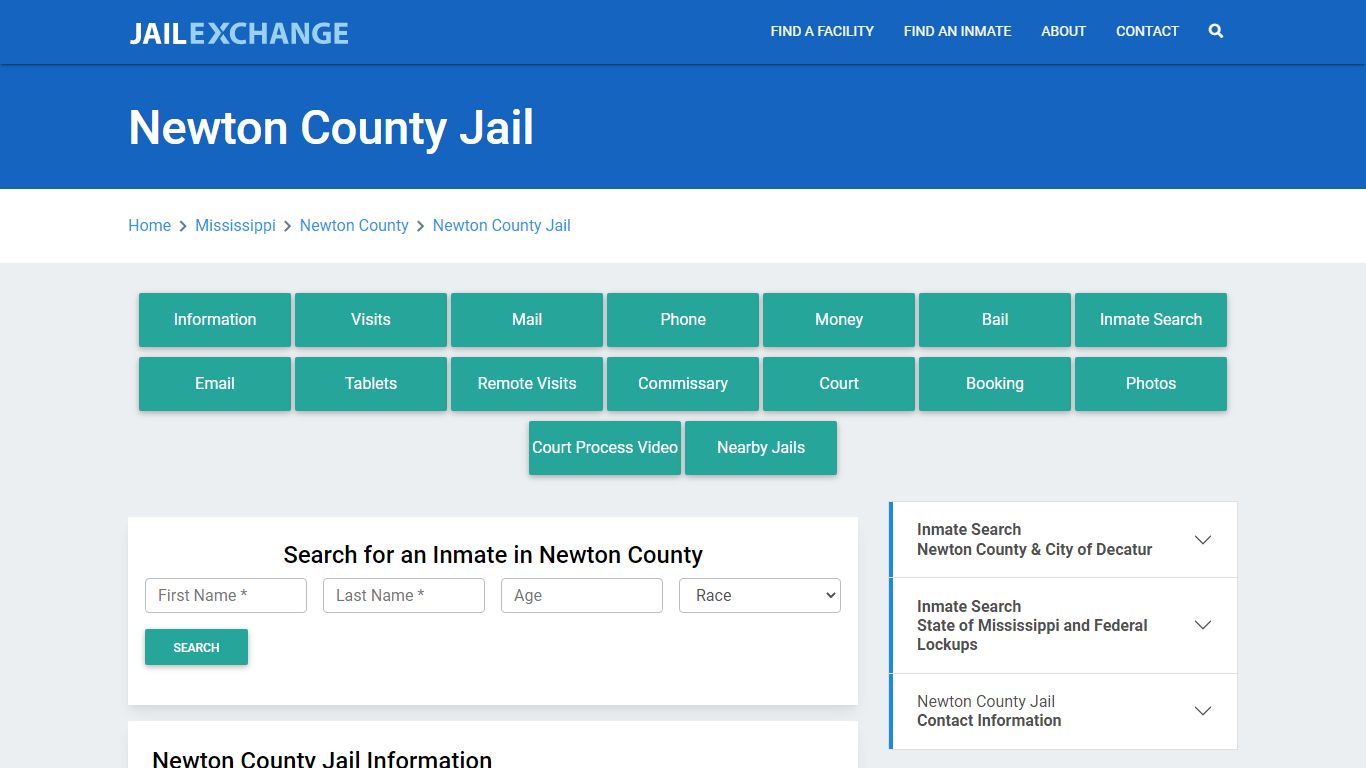 Newton County Jail Roster Lookup, MS, Inmate Search